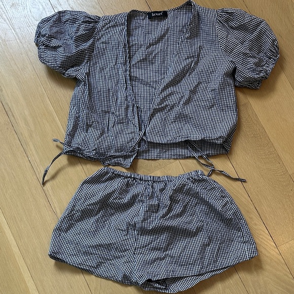 Few Moda Tops - Few Moda Navy and White Gingham Women's Set